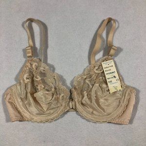 Vintage Bra Womens 34C Maidenform Lace Nude Beige Front Snap Open USA NEW NWT